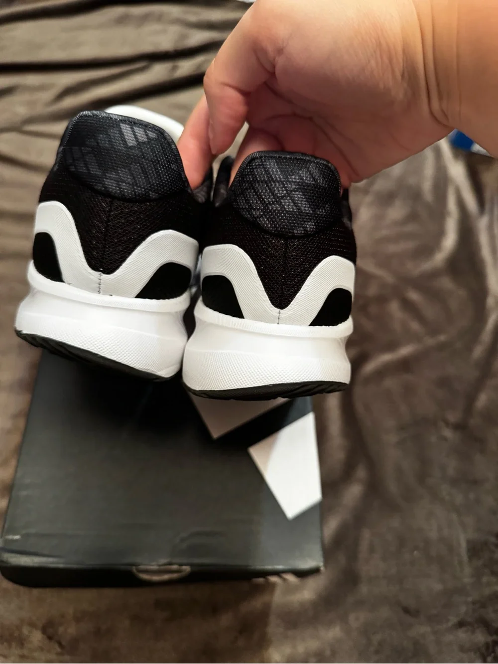 adidas Black and White Kids Running Shoe with Signature Three Stripes